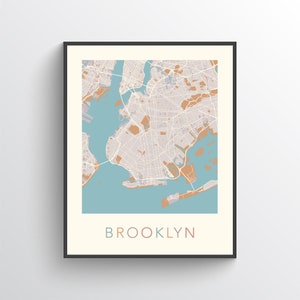 Impression de carte de Brooklyn, Brooklyn NY, plan de la ville de Brooklyn, Brooklyn New York, art de la carte de Brooklyn, carte cadeau Brooklyn, art mural Brooklyn