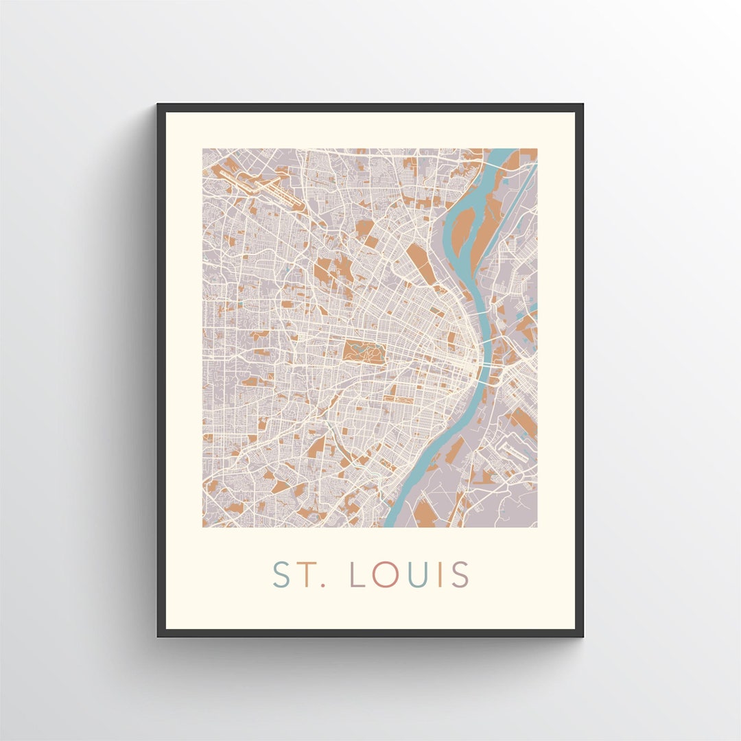 St Louis Map, St Louis MO, St Louis Missouri, St Louis Print, St Louis Poster, St Louis Art, St ...