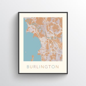 Burlington Map Print, Burlington VT, Burlington City Map, Burlington Wall Art, Burlington Gift Map, Burlington Art Map, Burlington Vermont