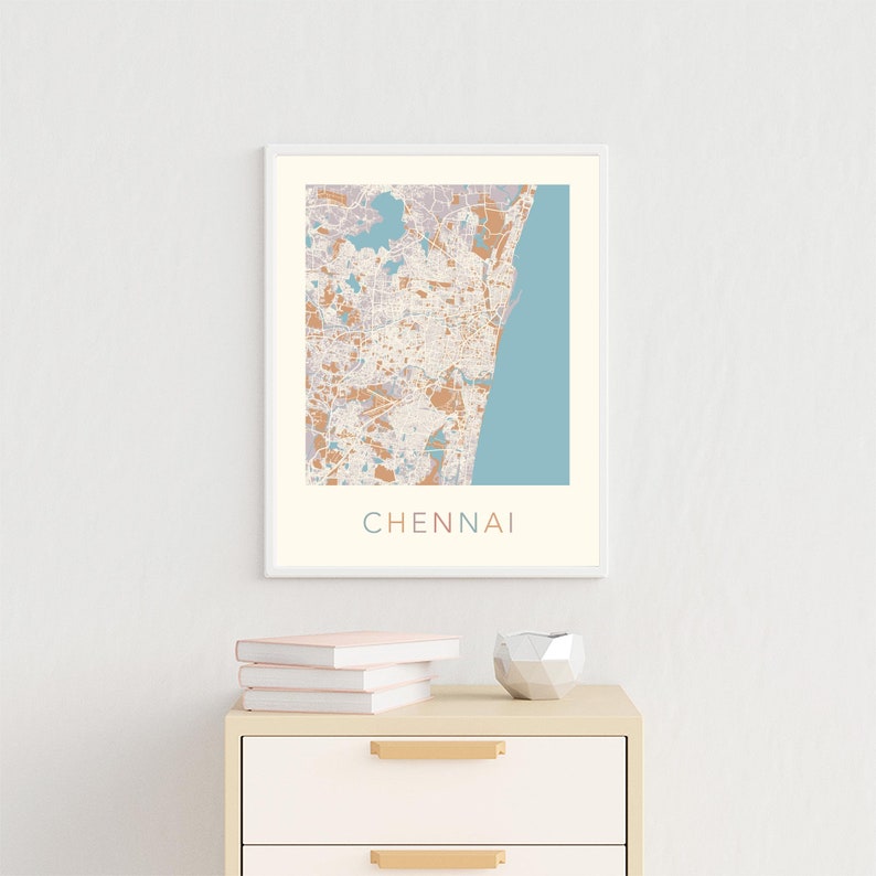 Chennai Map Chennai India Chennai Print Chennai Poster Etsy