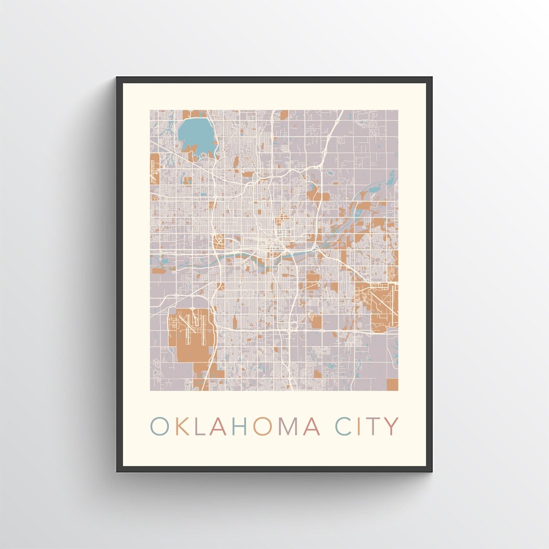 Oklahoma City Map, Oklahoma City Poster, Oklahoma City Print, Map of ...