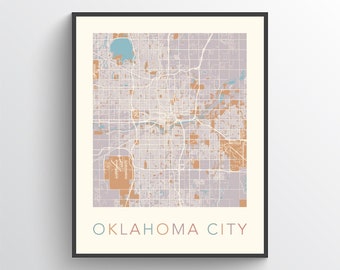 Oklahoma City Map, Oklahoma City Poster, Oklahoma City Print, Carte d’Oklahoma City, Oklahoma City Street Map, Oklahoma City Art, États-Unis, États-Unis