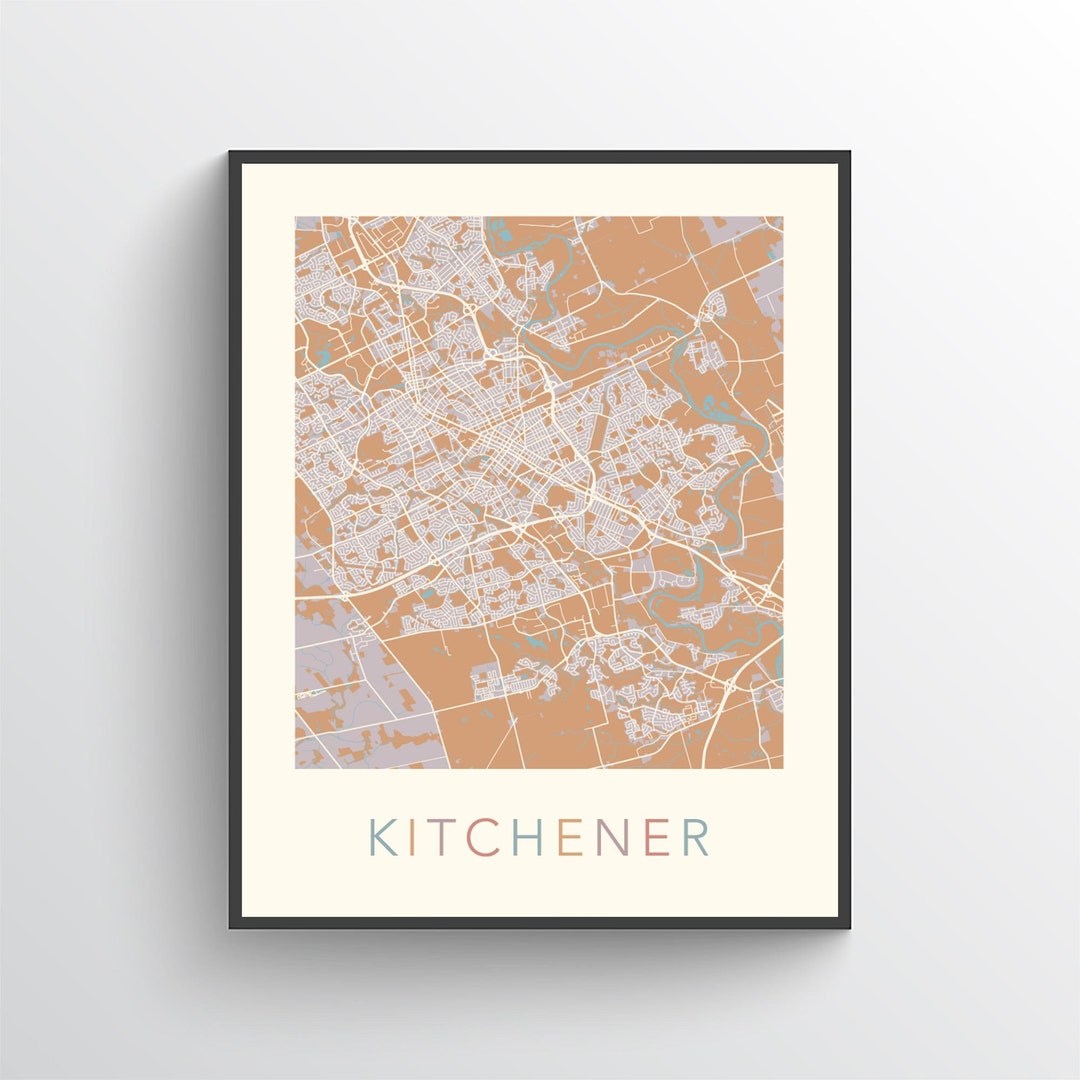 Kitchener Map, Kitchener ON, Kitchener Poster, Kitchener Map Print