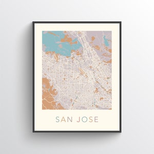 Mappa di San Jose, Poster di San Jose, Stampa di San Jose, Mappa della città di San Jose, Mappa di San Jose, Mappa stradale di San Jose, Mappa stradale di San Jose, Arte di San Jose, USA