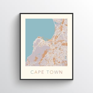 Cape Town Map, Cape Town Poster, Cape Town Print, Cape Town Art, Cape Town Gift, Cape Town City Map, Cape Town Wall Art, South Africa