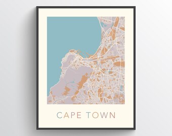 Cape Town Map, Cape Town Poster, Cape Town Print, Cape Town Art, Cape Town Gift, Cape Town City Map, Cape Town Wall Art, South Africa