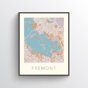 Fremont Map, Fremont CA, Fremont California, Fremont Print, Fremont Poster, Fremont Art, Fremont City Map, Fremont Gift, Fremont Decor, USA