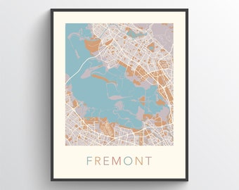 Fremont Map, Fremont CA, Fremont California, Fremont Print, Fremont Poster, Fremont Art, Fremont City Map, Fremont Gift, Fremont Decor, USA