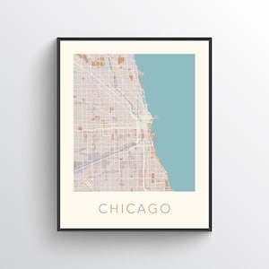 Carte de Chicago, plan de la ville de Chicago, plan des rues de Chicago, affiche de Chicago, art de Chicago, impression de carte de Chicago, impression de l'Illinois, États-Unis, États-Unis d'Amérique, impression jet d'encre