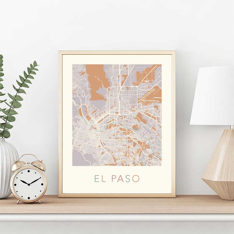 El Paso Map El Paso Poster El Paso Print El Paso City Map Etsy