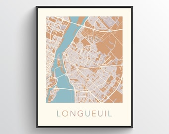 Longueuil Map, Longueuil QC, Longueuil City Map, Longueuil Poster, Longueuil Print, Longueuil Wall Art, Longueuil Quebec, Canada