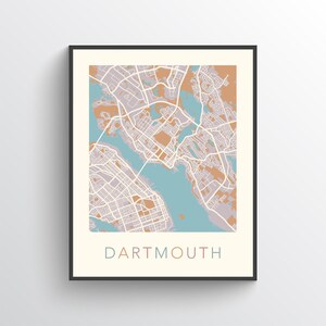 Carte de Dartmouth, Dartmouth NS, affiche de Dartmouth, plan de la ville de Dartmouth, impression de Dartmouth, cadeau Dartmouth, art mural Truro, Nouvelle-Écosse, Canada