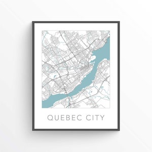Impression de carte de la ville de Québec, carte de la ville de Québec, affiche de la ville de Québec, ville de Québec, QC, art mural de la ville de Québec, cadeau de la ville de Québec, art de la ville de Québec, Canada