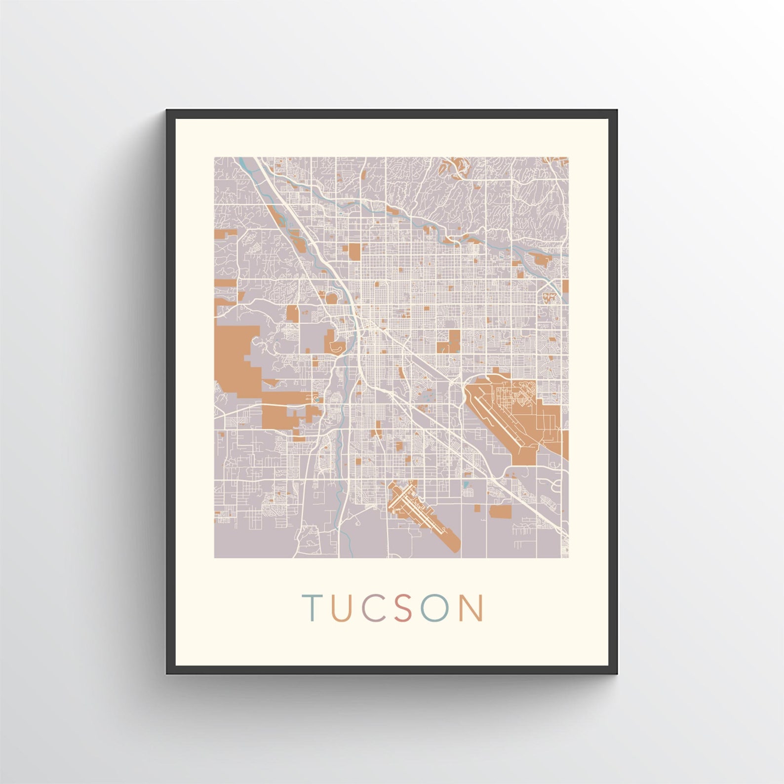 Tucson Wall Art Tucson Map Tucson Print Tucson Wall Decor Etsy