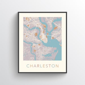 Charleston Karte, Charleston SC, Charleston Poster, Charleston Print, Charleston Stadtplan, Charleston South Carolina, Charleston Art, US, USA