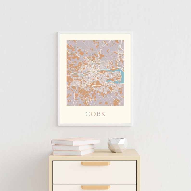 Cork Map Cork Poster Cork Print Map of Cork Cork Street Etsy