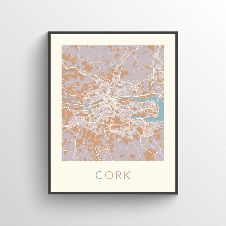 Cork Map Cork Poster Cork Print Map of Cork Cork Street Etsy