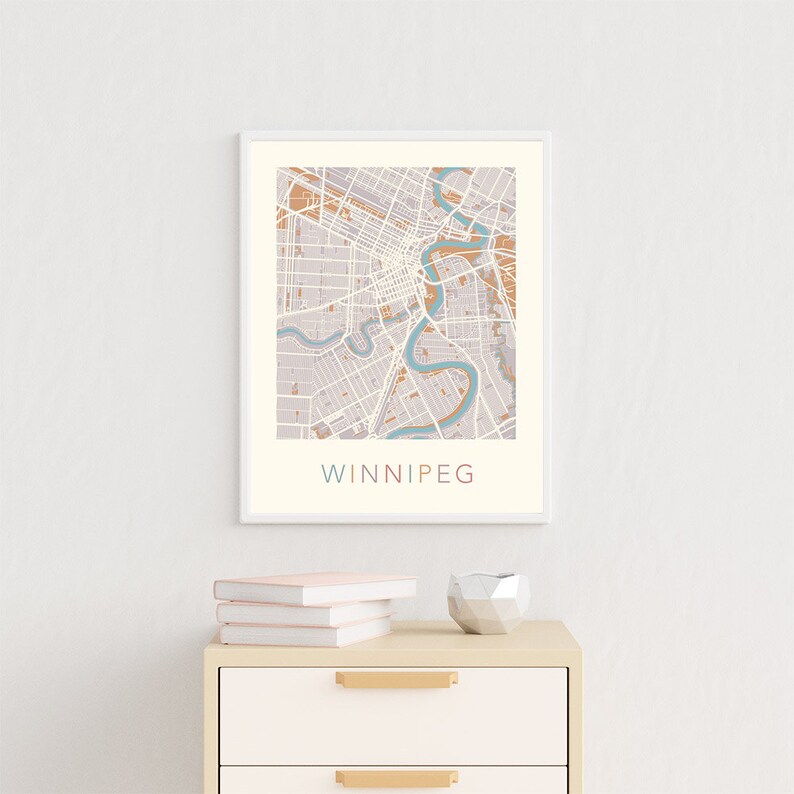 Winnipeg Map Winnipeg Print Winnipeg Poster Winnipeg Art Etsy