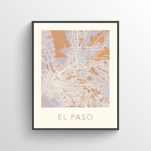 El Paso Map, El Paso TX, El Paso Poster, El Paso Print, El Paso City Map, El Paso Street Map, El Paso Art, El Paso Road Map, El Paso Texas