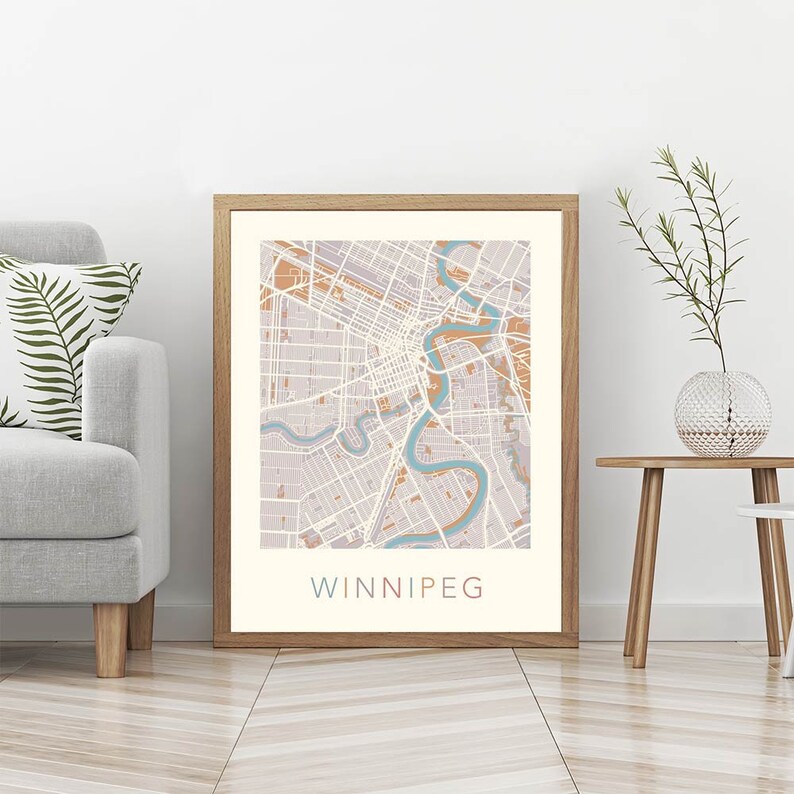 Winnipeg Map Winnipeg Print Winnipeg Poster Winnipeg Art Etsy