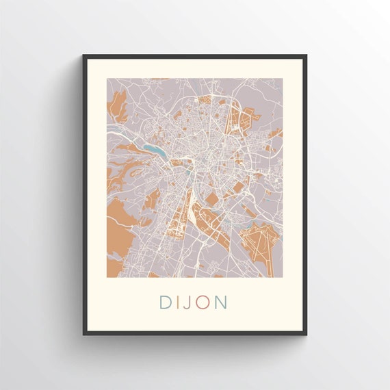 France prints Travel maps wall art posters Dijon wall art prints Map print of Dijon Dijon poster Dijon map print