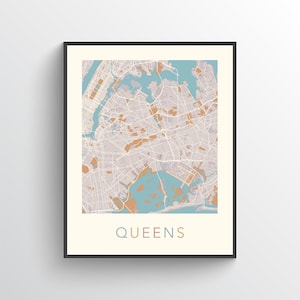 Queens Map Print, Queens NY, Queens City Map, Queens Art Print, Queens New York, Queens Map Art, Queens Gift Map, Queens Wall Art