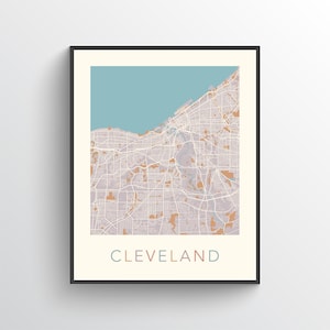Cleveland Map, Cleveland OH, Cleveland Print, Cleveland Ohio, Cleveland Poster, Cleveland Map Print, Cleveland Map Art, Cleveland City Map