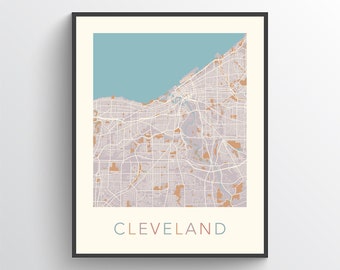 Cleveland Map, Cleveland OH, Cleveland Print, Cleveland Ohio, Cleveland Poster, Cleveland Map Print, Cleveland Map Art, Cleveland City Map