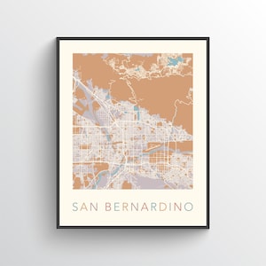 San Bernardino Map, San Bernardino CA, San Bernardino Poster, San Bernardino Print, San Bernardino Gift, San Bernardino California
