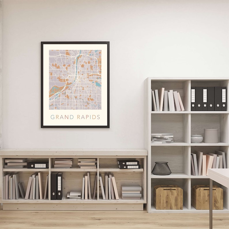 Grand Rapids Map Grand Rapids Poster Grand Rapids Print Etsy