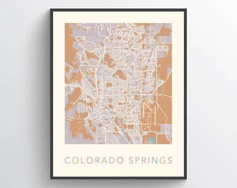 Carte de Colorado Springs, Colorado Springs CO, Colorado Springs Print, Colorado Springs Poster, Colorado Springs Map Print, Colorado Springs Art