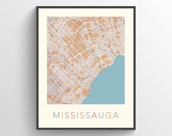 Mississauga Map, Mississauga ON, Mississauga Poster, Mississauga Print, Mississauga Gift, Mississauga City Map, Mississauga Ontario, Canada