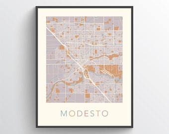 Modesto Map, Modesto California, Modesto Print, Modesto Poster, Modesto Art, Modesto City Map, Modesto Map Print, Modesto CA, Modesto, USA