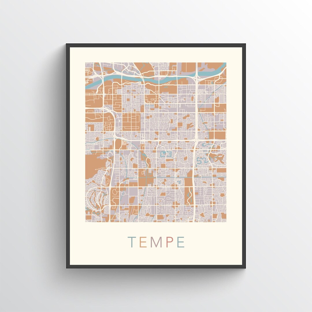 Tempe Map Print, Tempe AZ, Tempe Print, Tempe Poster, Tempe Art, Tempe
