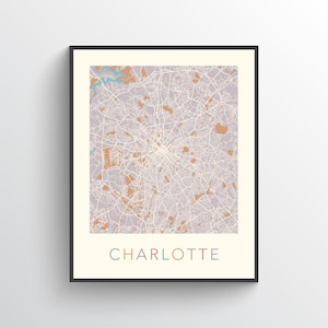 Charlotte Map Print, Charlotte NC, Charlotte Poster, Charlotte Print, Charlotte City Map, Charlotte Street Map, Charlotte North Carolina
