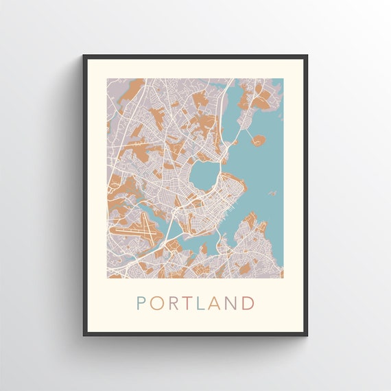 Portland Maine Map, Portland Poster, Portland Print, Portland Art, Portland Gift, Portland Art Print, Portland City Map, Maine Wall Art