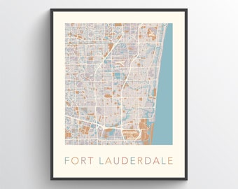 Scandinavian Nordic wall art Fort Lauderdale FL City Map poster print wall art decor Modern Home Decor Gift Fort Lauderdale Florida map
