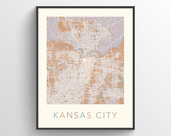 Kansas City Map, Kansas City Missouri, Kansas City Print, Kansas City Poster, Kansas City Art, Kansas City Map Print, Kansas City Gift