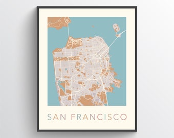 San Francisco Map, San Francisco Street Map, San Francisco City Map, San Francisco Art, San Francisco Map Print, San Francisco, US, USA
