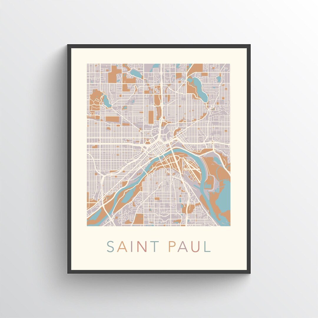 Saint Paul Map, St Paul MN, St Paul Minnesota, St Paul Print, St Paul Poster, St Paul Art, St ...