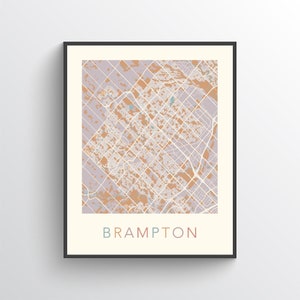 Brampton Map, Brampton ON, Brampton Print, Brampton Poster, Brampton Art, Brampton City Map, Brampton Road Map, Street Map, Canada