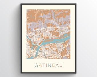 Gatineau Map, Gatineau QC, Gatineau City Map, Gatineau Poster, Gatineau Print, Gatineau Wall Art, Gatineau Gift Map, Gatineau Quebec, Canada