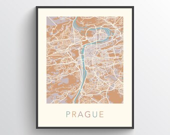 Prague Map, Prague Street Map, Prague City Map, Prague Art, Prague Print, Prague Poster, Prague Map Print, Prague, Czech, Praha, Czehia