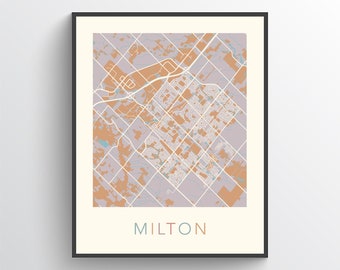 Milton Map, Milton ON, Milton City Map, Milton Poster, Milton Map Print, Milton Gift Map, Milton Ontario, Milton Wall Art, Canada