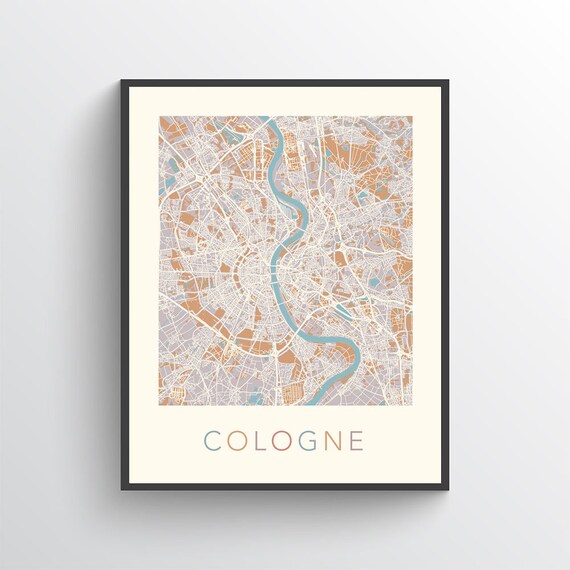 Cologne Map Cologne Poster Cologne Print Map Of Cologne Etsy