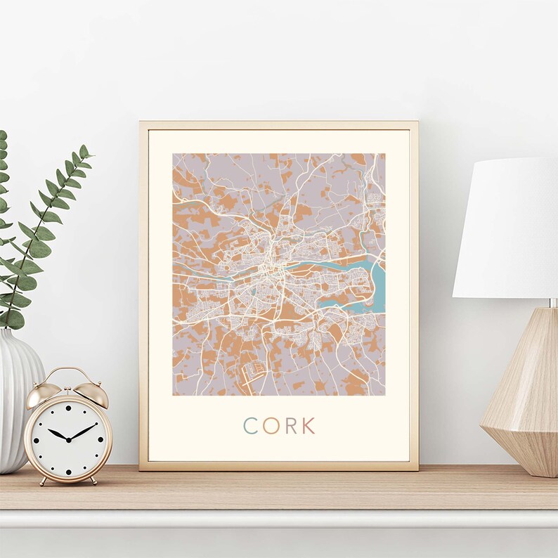 Cork Map Cork Poster Cork Print Map of Cork Cork Street Etsy