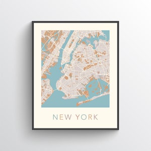Carte de New York, carte de la ville de New York, impression de carte de New York, affiche de New York, New York Art, cadeau New York, carte de New York Art, décoration New York, NY, NYC