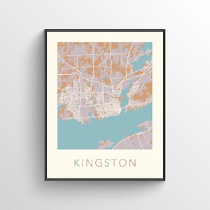 Kingston Map, Kingston ON, Kingston Poster, Kingston Print, Kingston Gift, Kingston Street Map, Kingston City Map, Kingston Ontario, Canada