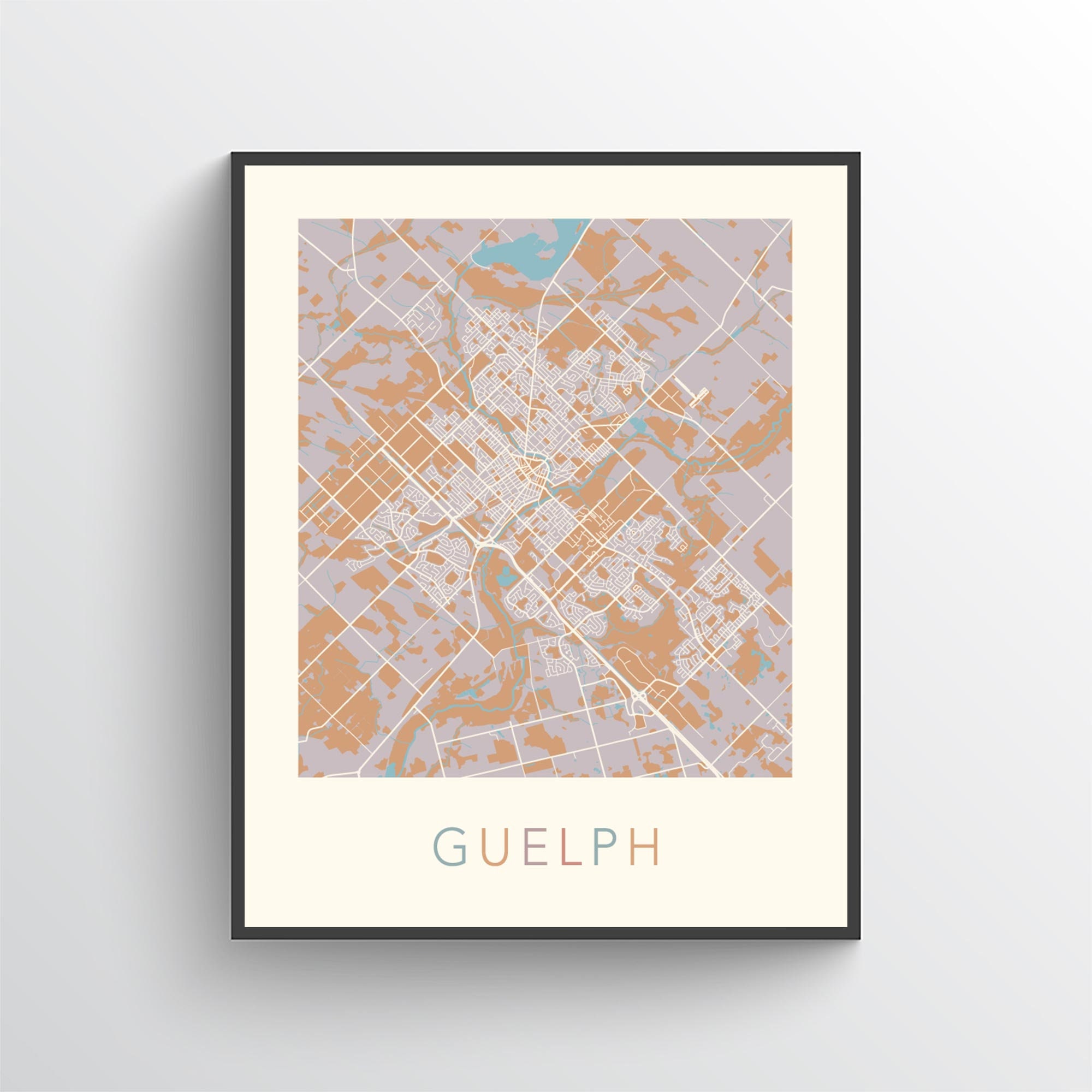 Guelph Map Guelph ON Guelph City Map Guelph Poster Guelph Etsy Canada
