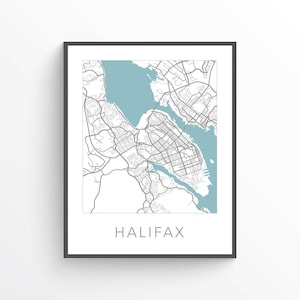 Impression de carte d'Halifax, Halifax NS, plan de la ville d'Halifax, art mural Halifax, carte-cadeau d'Halifax, Halifax Nouvelle-Écosse, affiche d'Halifax, Canada